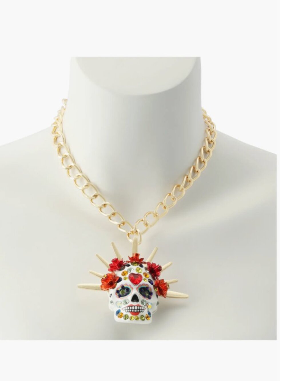 NWT Betsey Johnson Faux-Stone Sugar Skull Bride Pendant Necklace
